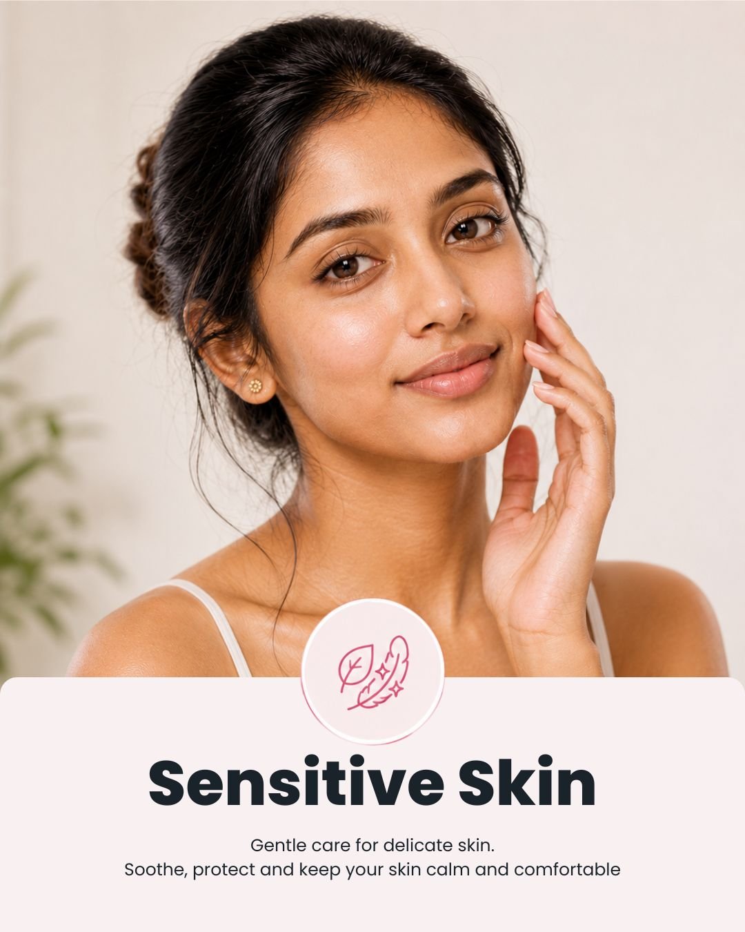 Woman with sensitive skin featured in a skincare guide explaining redness, irritation and gentle skincare care.